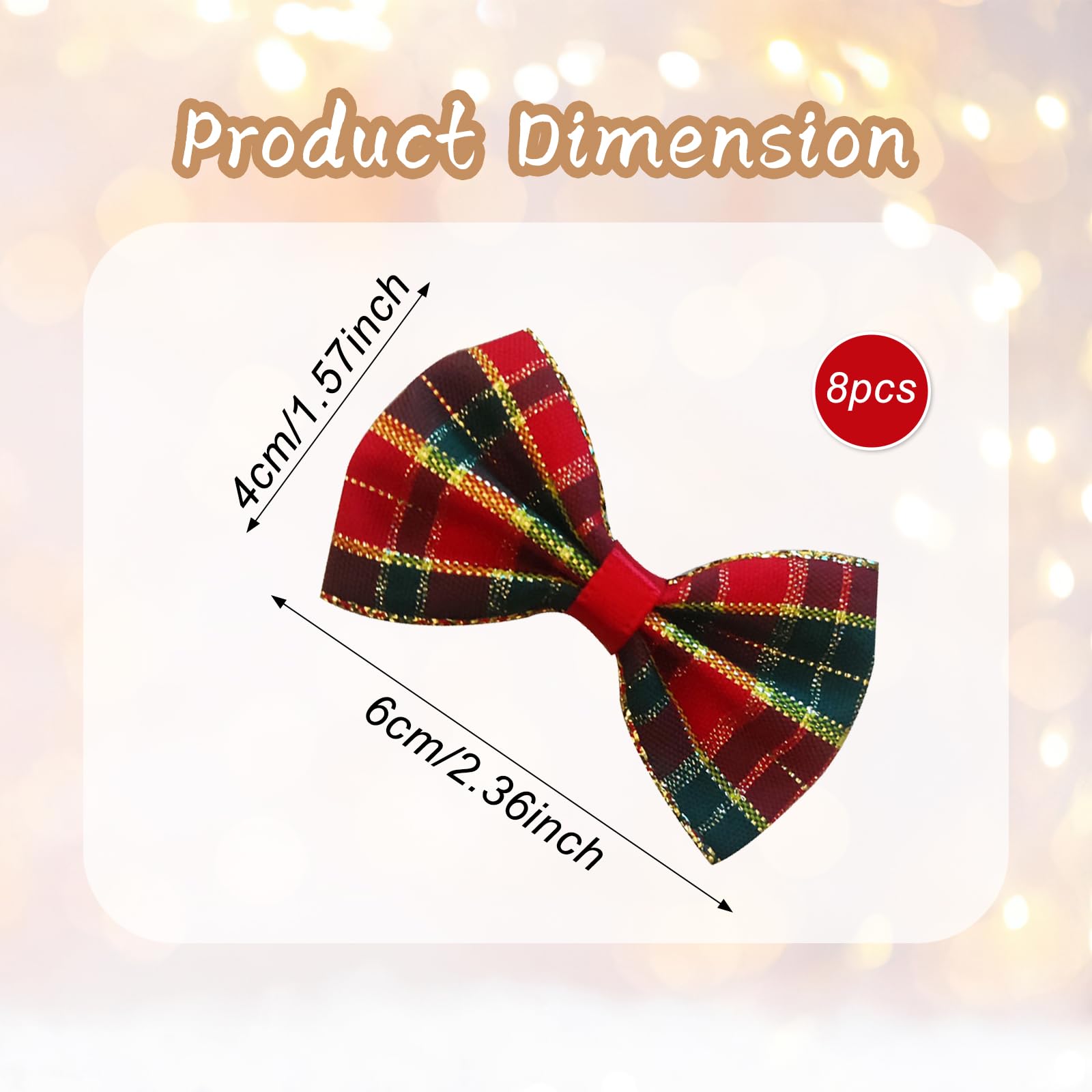 Ecuupas Christmas bow hair clip metal base for lasting grip