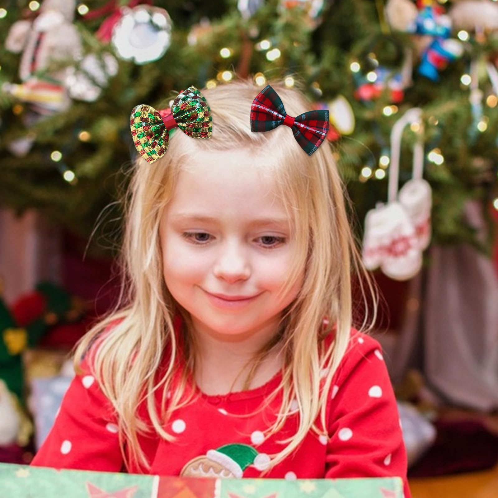 Ecuupas eight-piece Christmas bow set for versatile holiday styling
