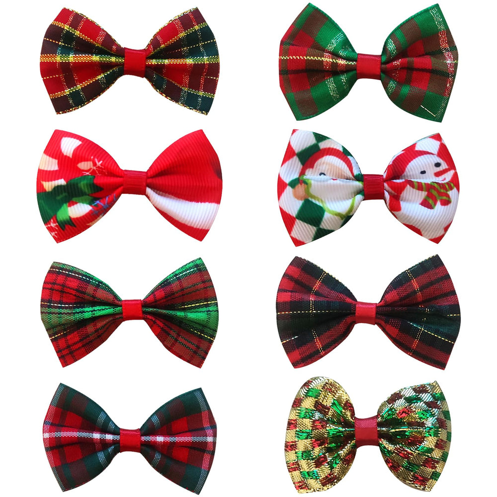 Ecuupas Christmas bow hair clip red satin with secure metal base