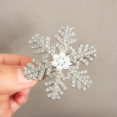 Ecuupas white pearl snowflake barrette elevates holiday looks