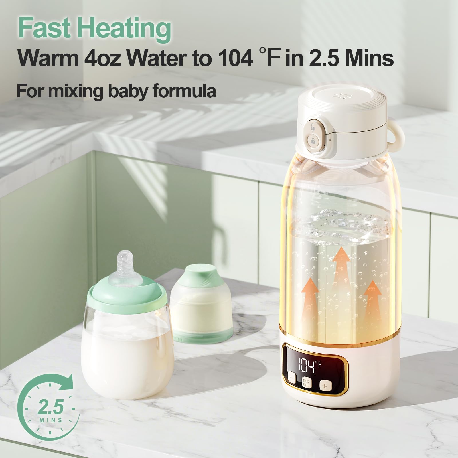 EDENPEER portable warmer demonstrates cordless design for quick milk warming outdoors.
