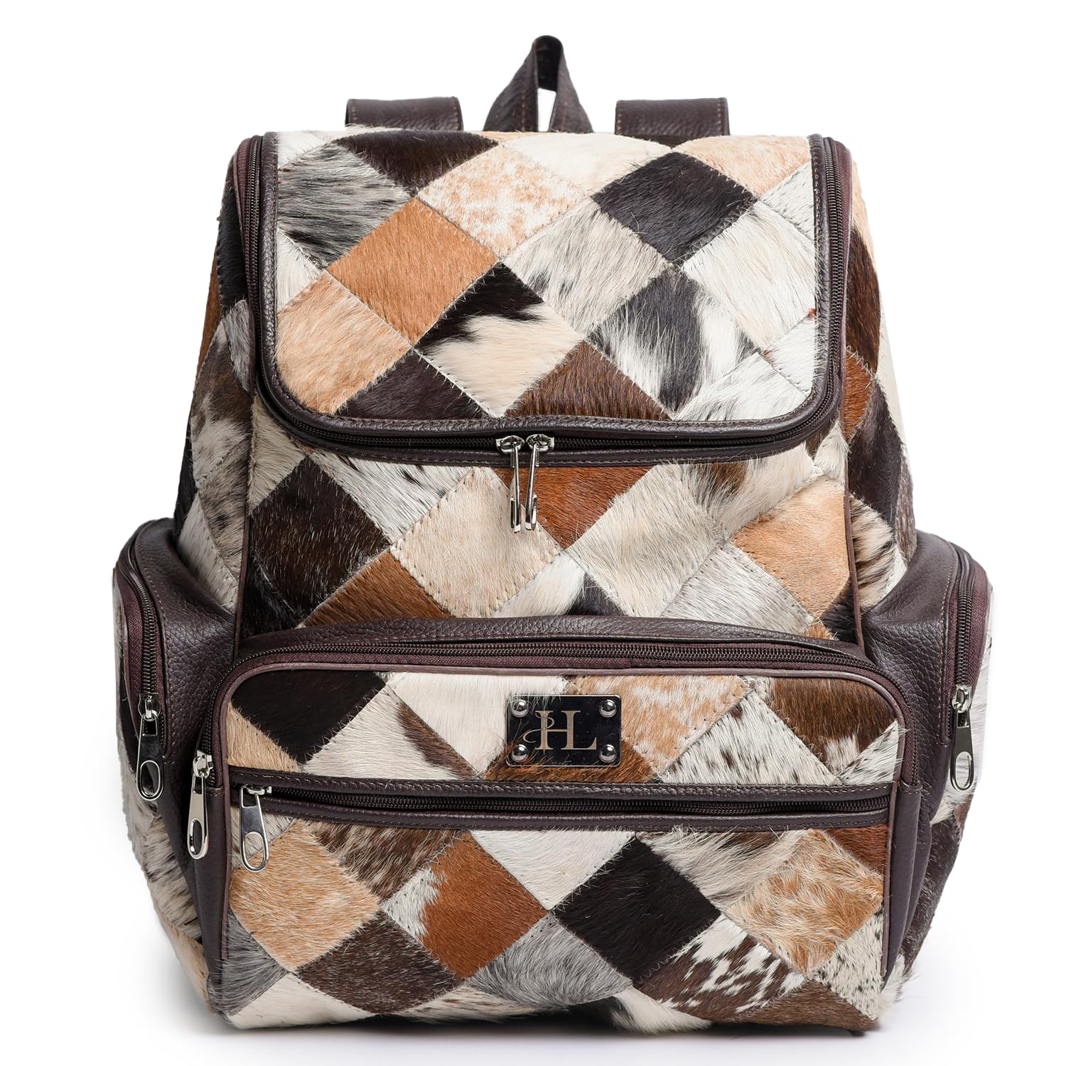 Edgestyle luxury cowhide backpack laptop sleeve view emphasizes 14” protection and organization