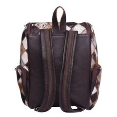 Edgestyle luxury cowhide backpack side pocket view demonstrates accessible storage