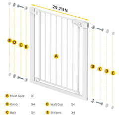 Edmyre Easy Step Walk-Thru Gate open door enables quick passage during playtime and chores