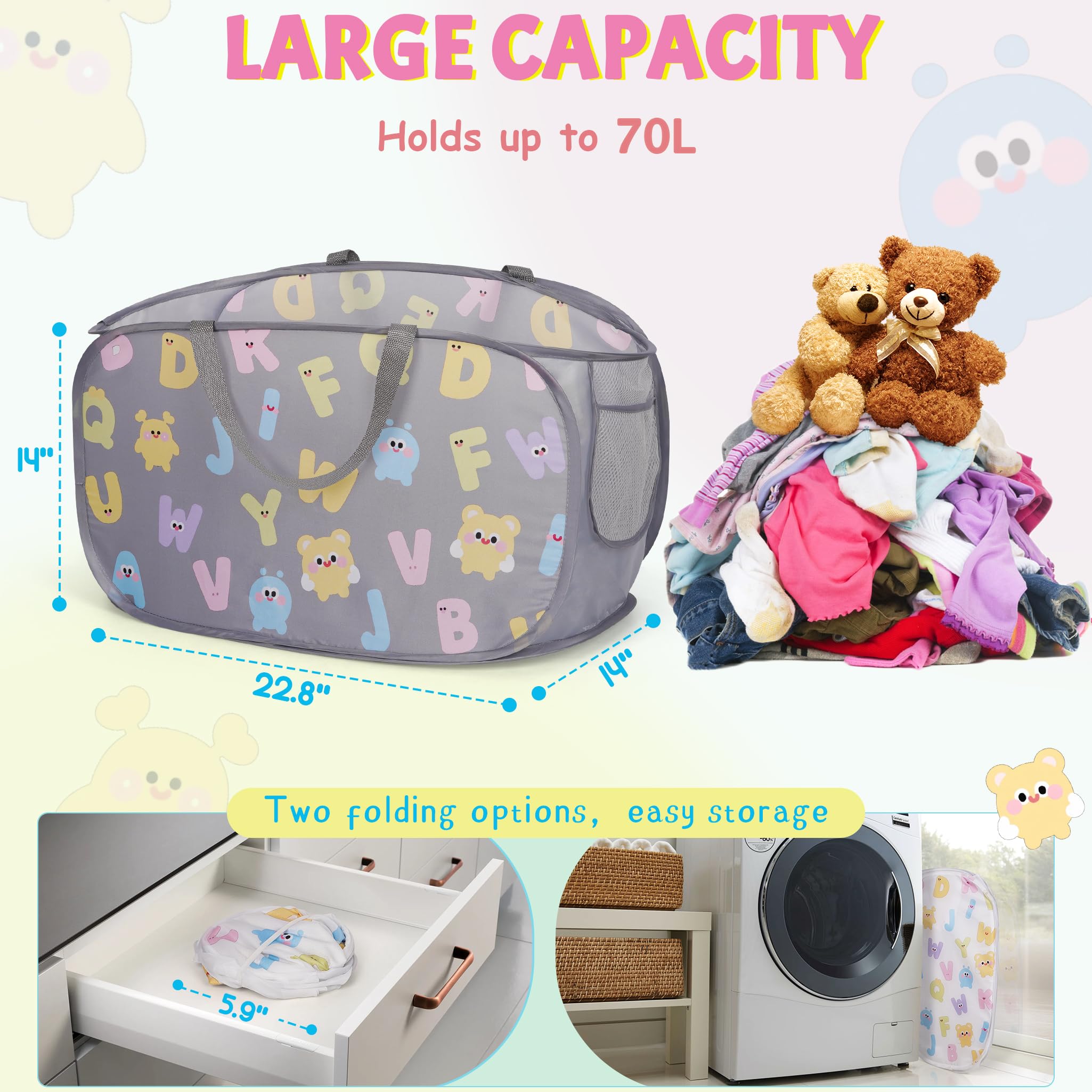 Edudif collapsible pop-up hamper collapsed for compact storage and travel.
