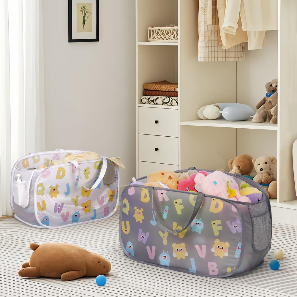 Edudif collapsible pop-up hamper gray design complements nursery or dorm spaces.