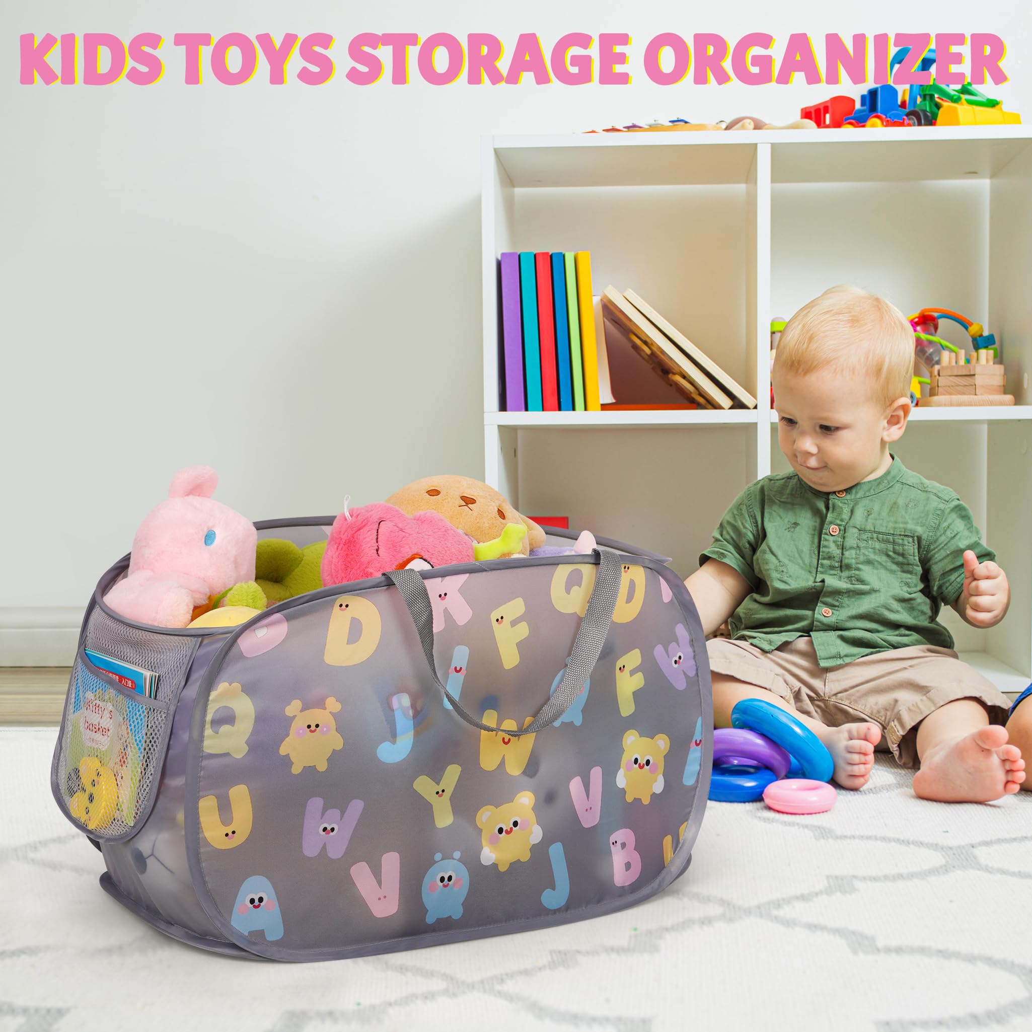 Edudif collapsible pop-up hamper side pocket keeps small items organized.