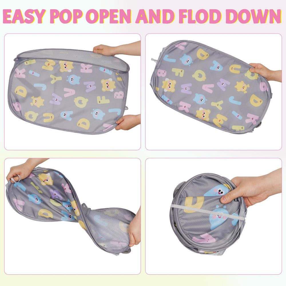 Edudif collapsible pop-up hamper used for toy storage in playrooms.