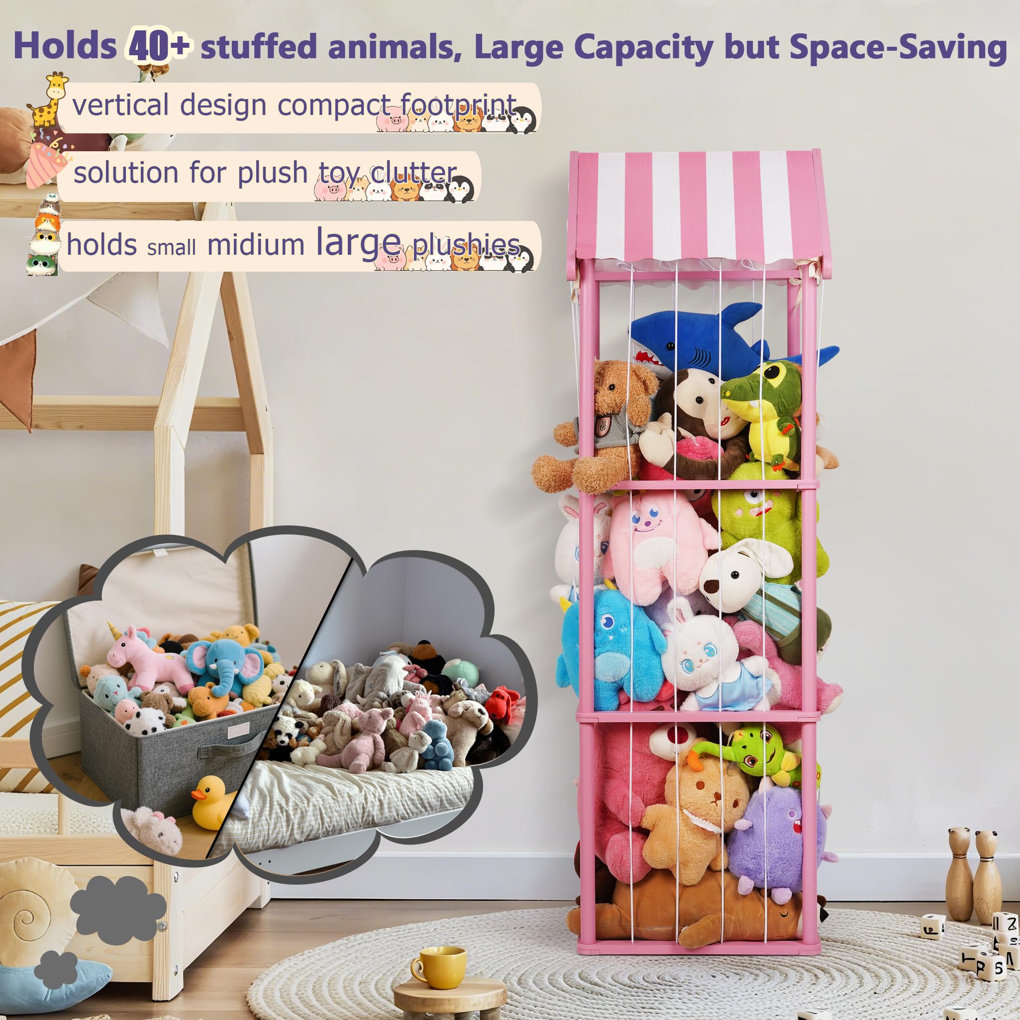 Edudif removable dustproof canopy personalizes the stuffed animal zoo