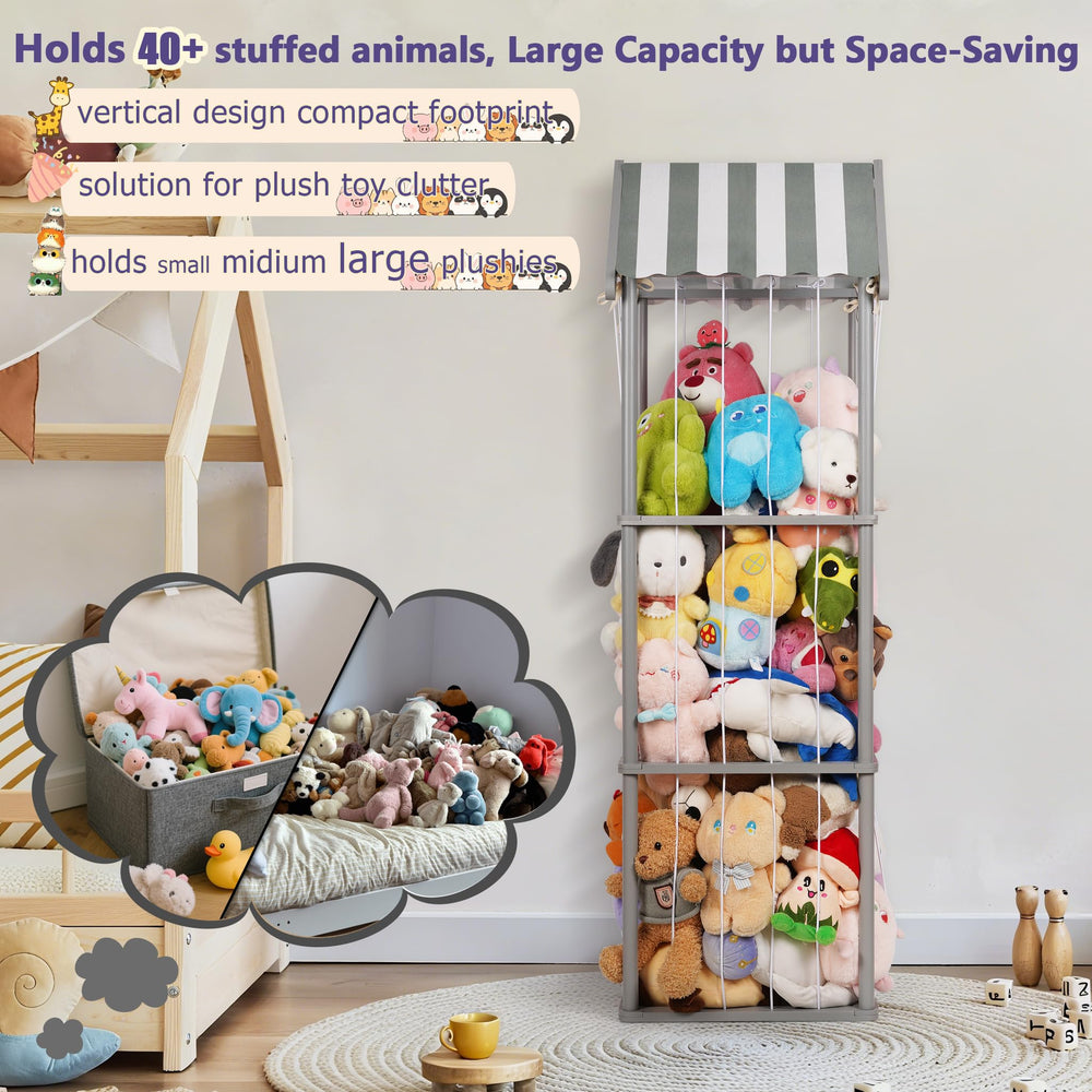 Edudif stuffed animal storage removable dustproof canopy personalizes display and protects toys.
