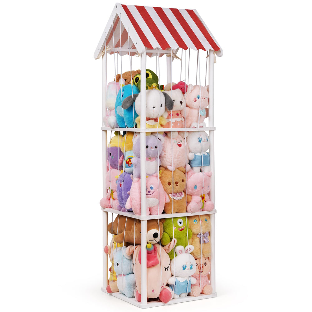 Edudif white finish stuffed animal storage in nursery decor