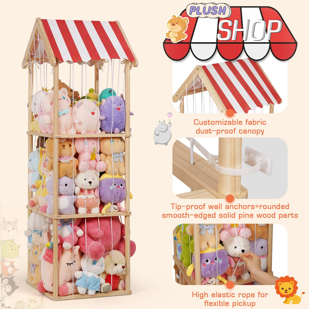 Edudif storage includes removable dustproof canopy for playful personalized displays