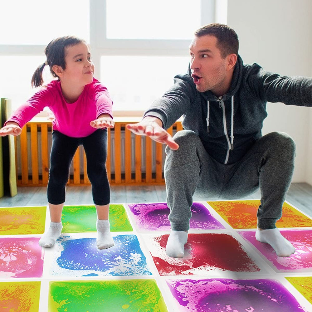 Edusense classroom setup showing tiles aiding color identification and collaborative play