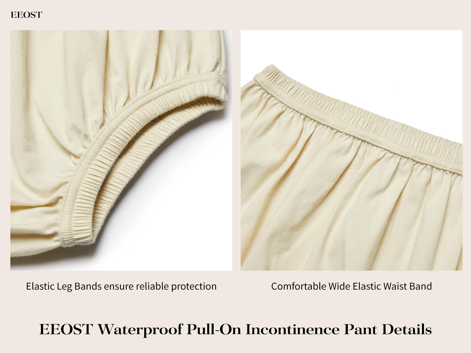 EEOST beige fabric durability closeup suggests wash-tested longevity.