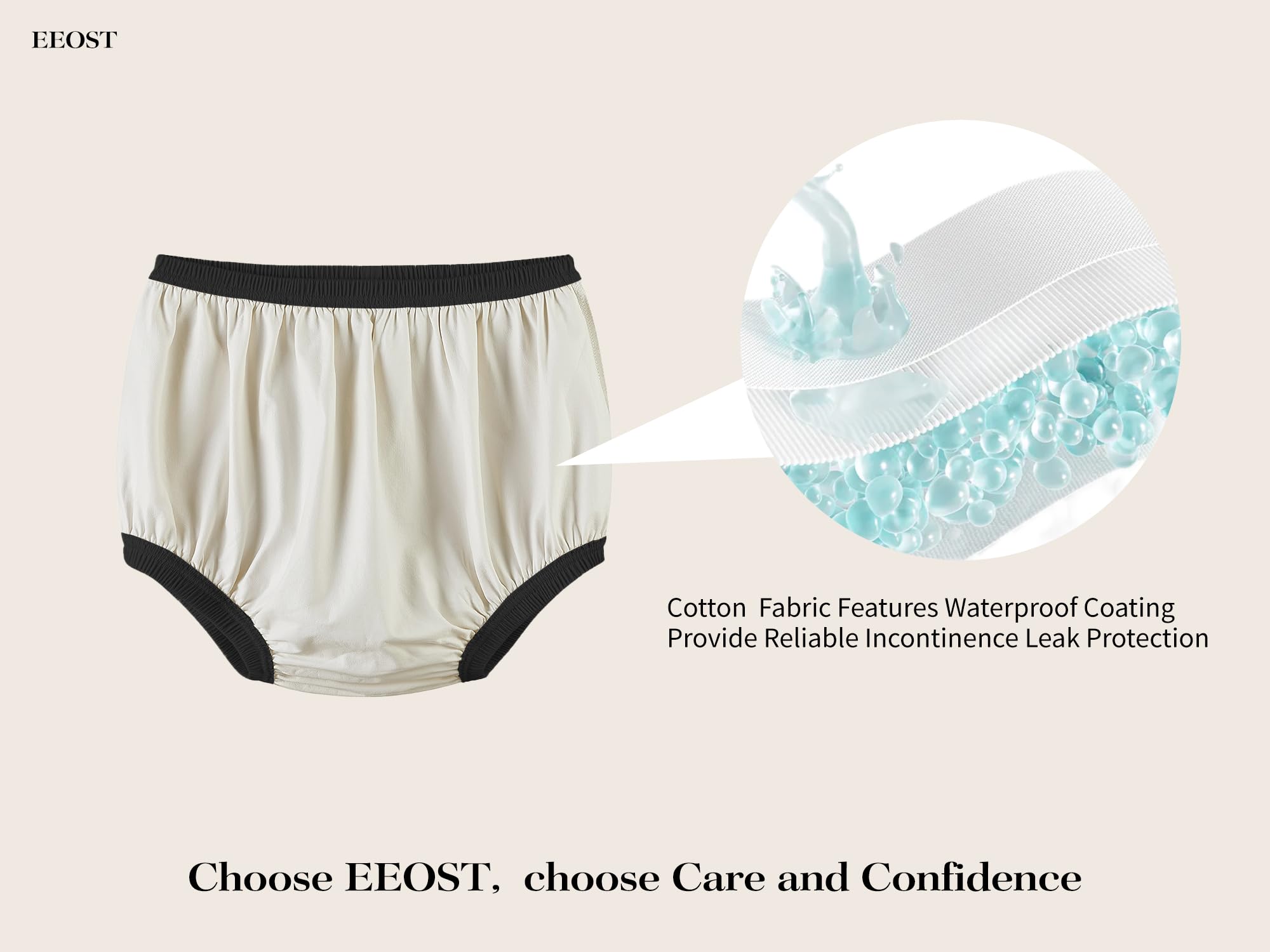 EEOST diaper cover highlighting high-elastic waistband for snug fit