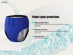 EEOST adult swim diaper blue XXL waist drawstring demonstrates adjustable secure fit for active swimming