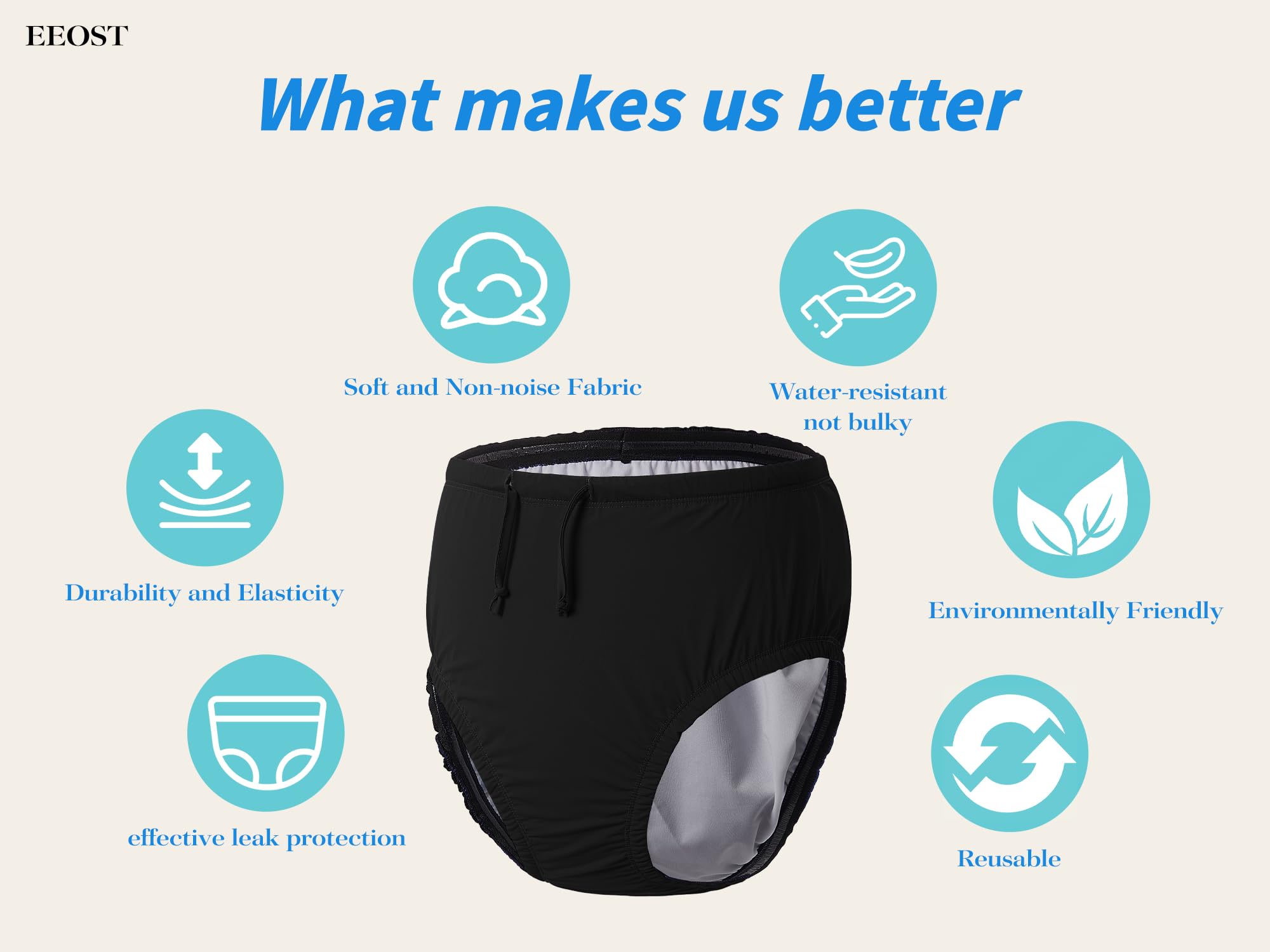 EEOST adult swim diaper breathable materials keep you cool and quick-drying.