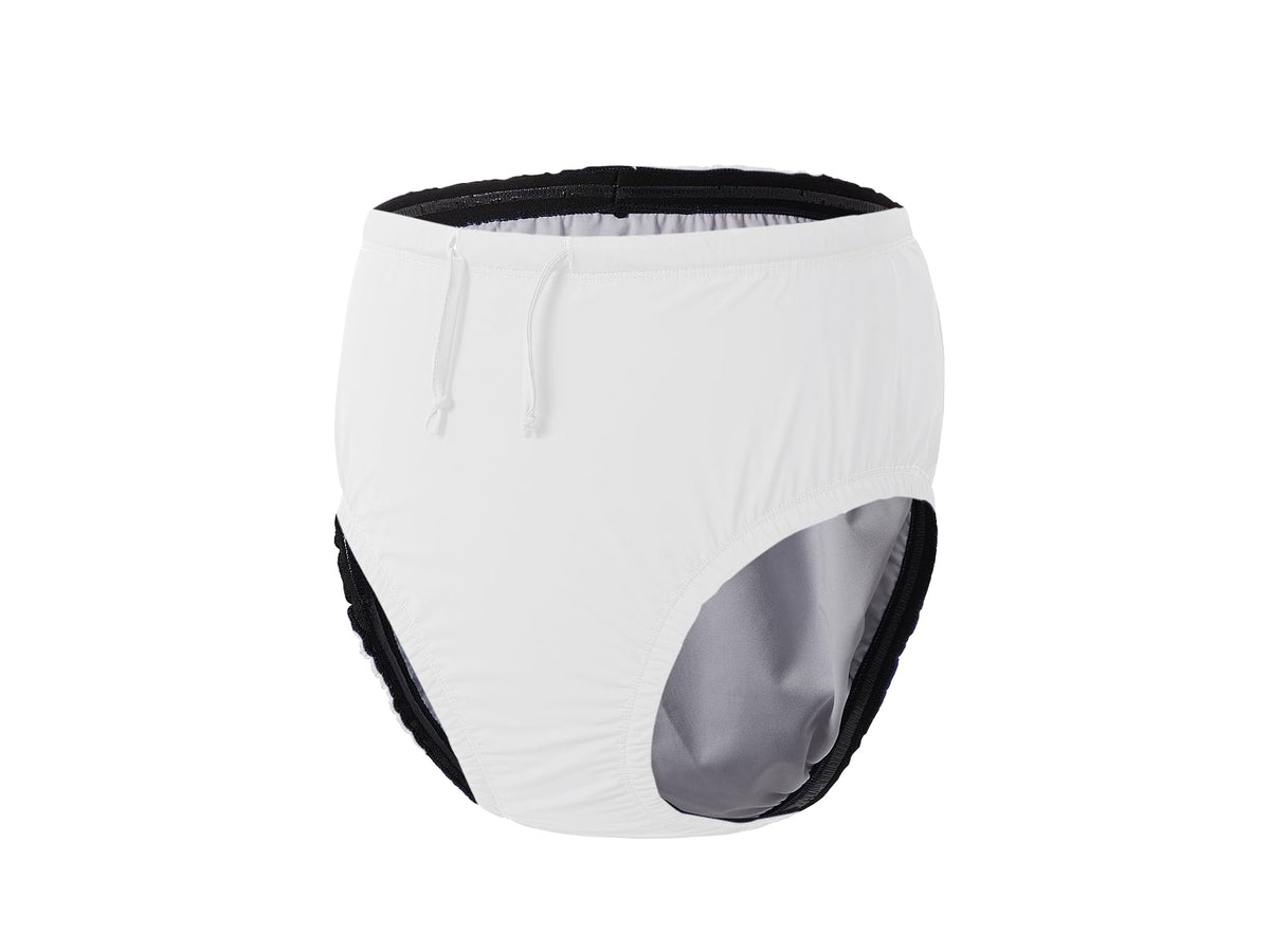 EEOST adult swim diaper triple-layer closeup showing leakproof design for pool confidence.