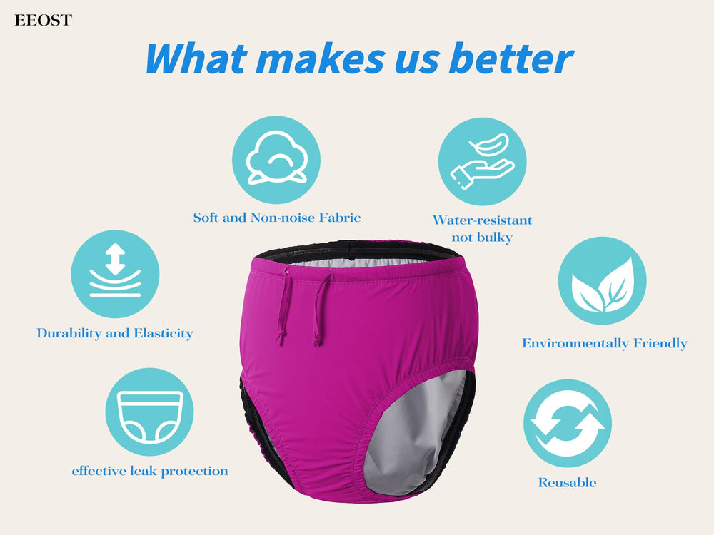 EEOST swim diaper in-use pool area demonstrating discreet, leak-safe swimwear option.