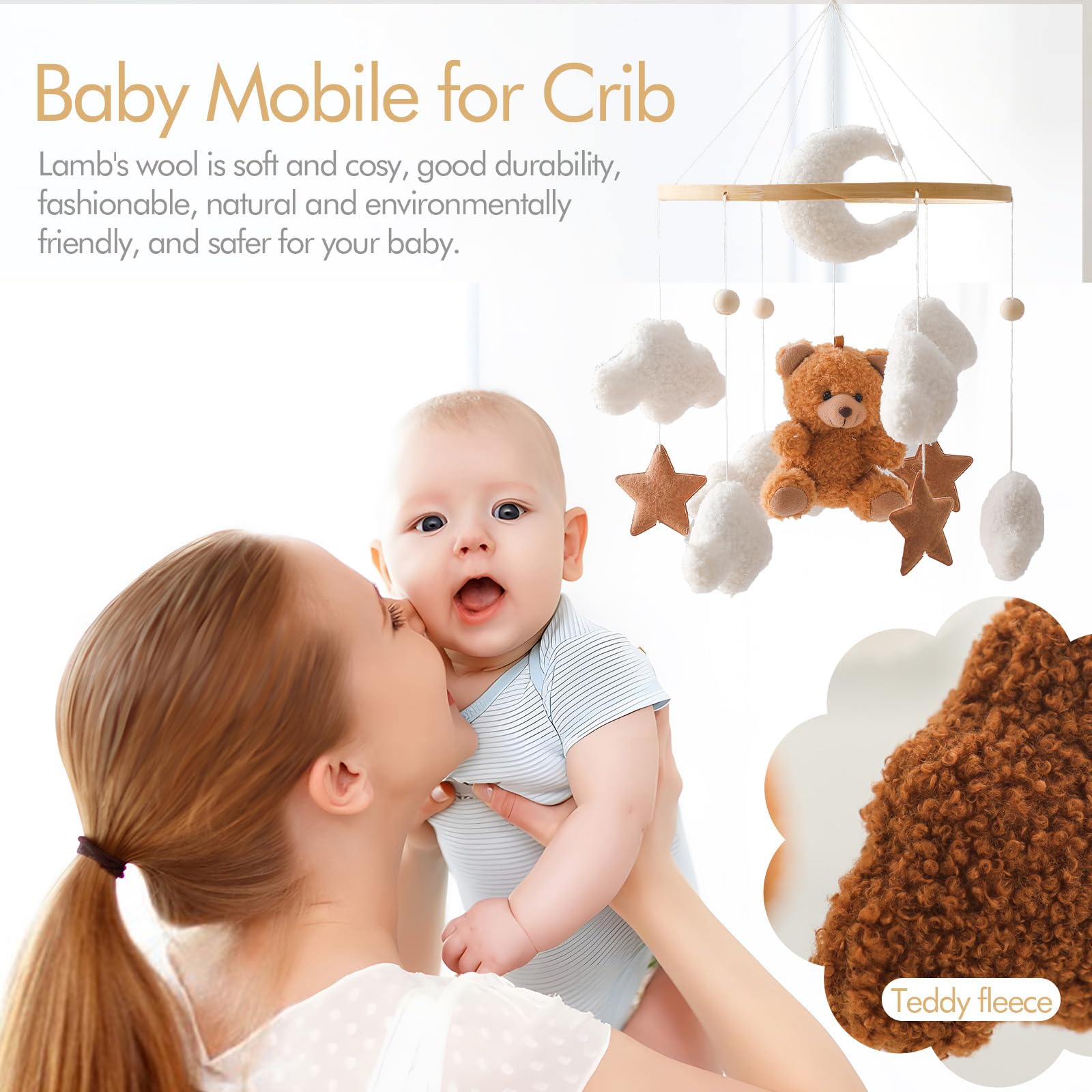EERKEOD baby nursery mobile in room showcasing neutral decor fit
