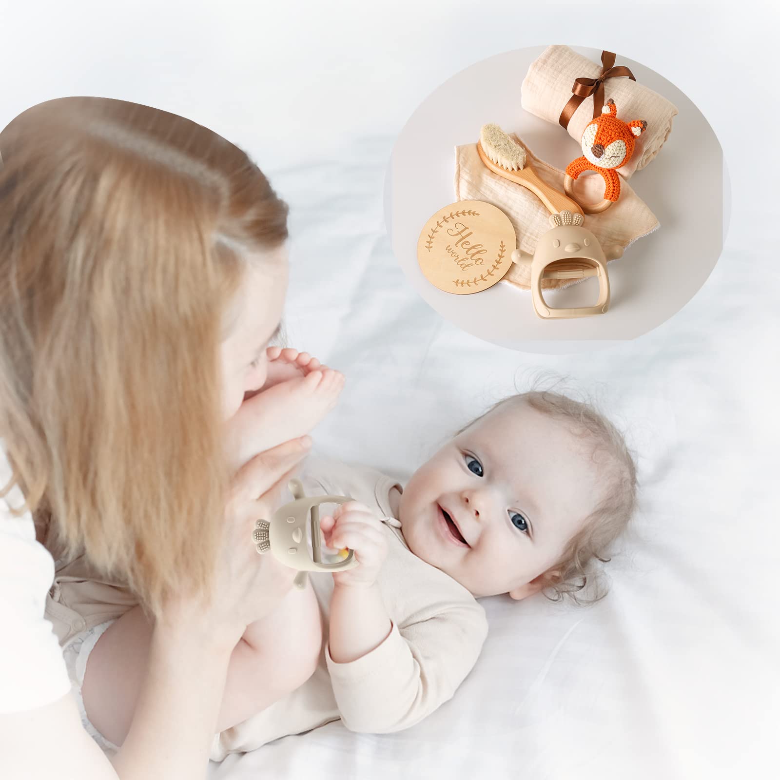 EERKEOD beige pacifier clip keeps essentials accessible on outings