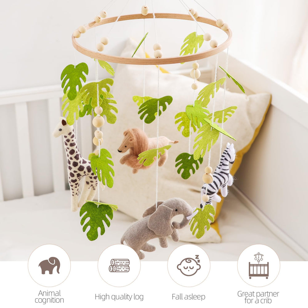EERKEOD forest-mobile-elephant-bell features subtle chimes that capture baby’s attention.