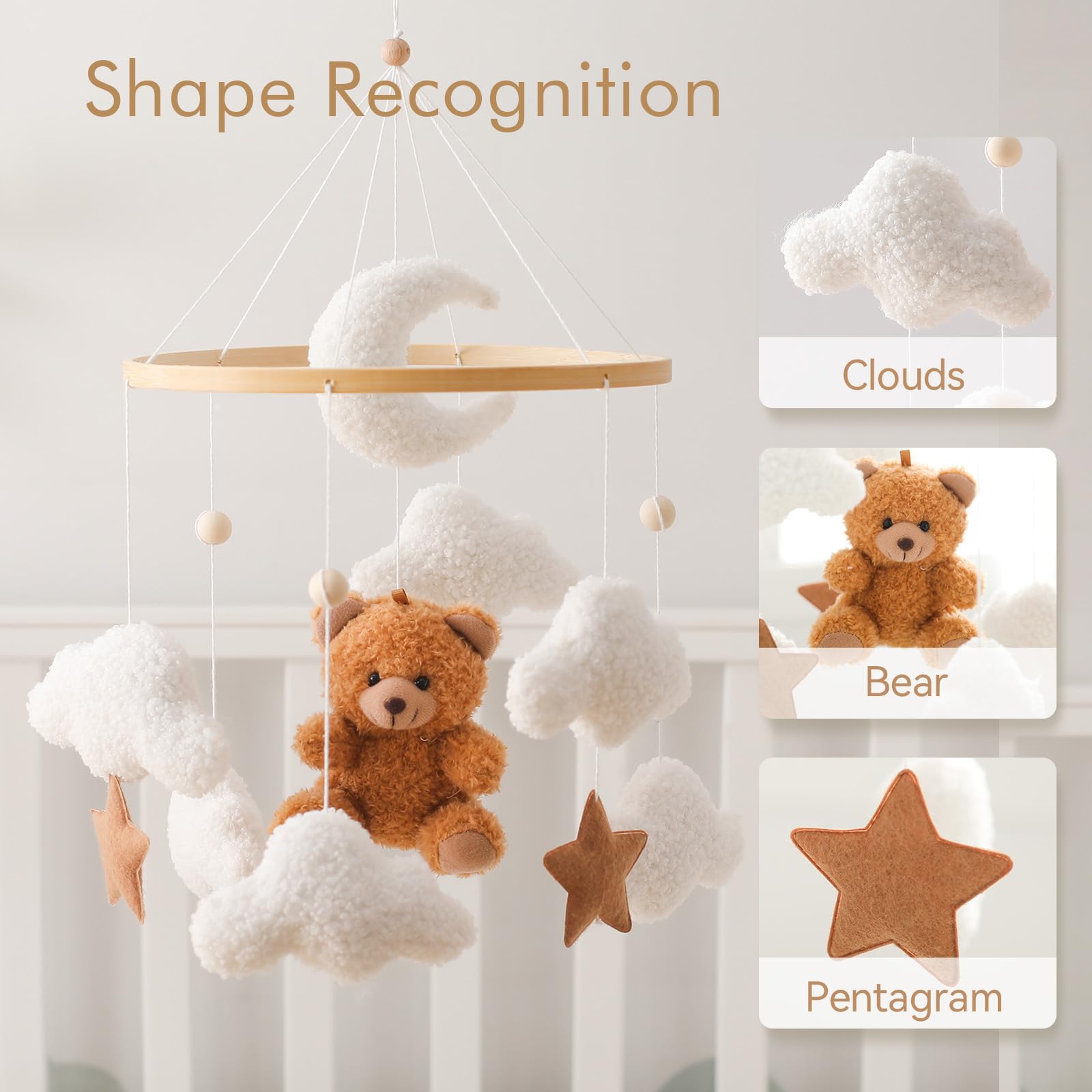EERKEOD teddy velvet mobile brown bear detail emphasizes handcrafted charm