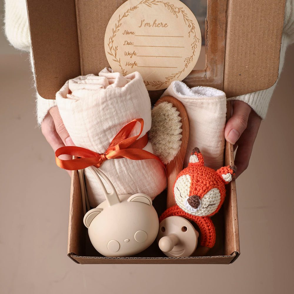 EERKEOD wooden knitted rattle offers tactile play and exploration.