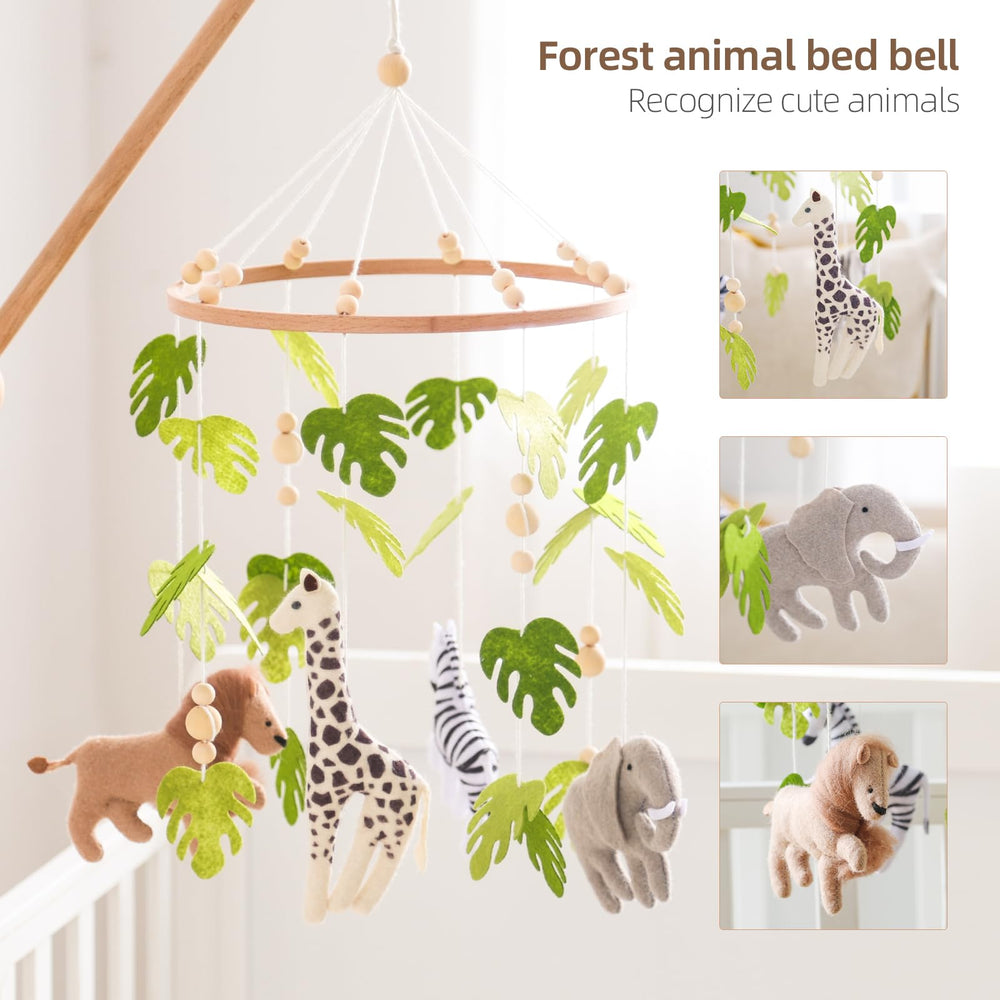 EERKEOD woodland nursery mobile uses natural wood and felt for a soft look.