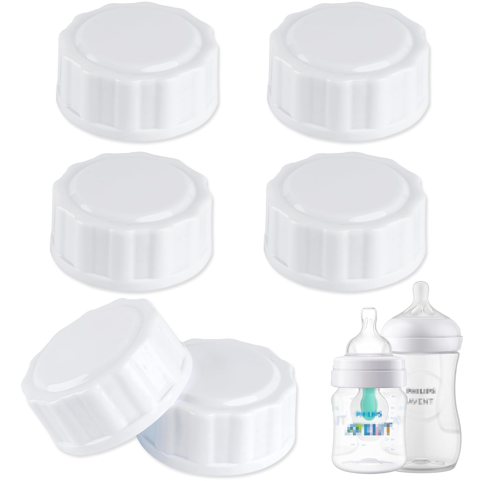 EESC2Y travel bottle caps 6pc pack closeup shows tight seal for leak-free travel.