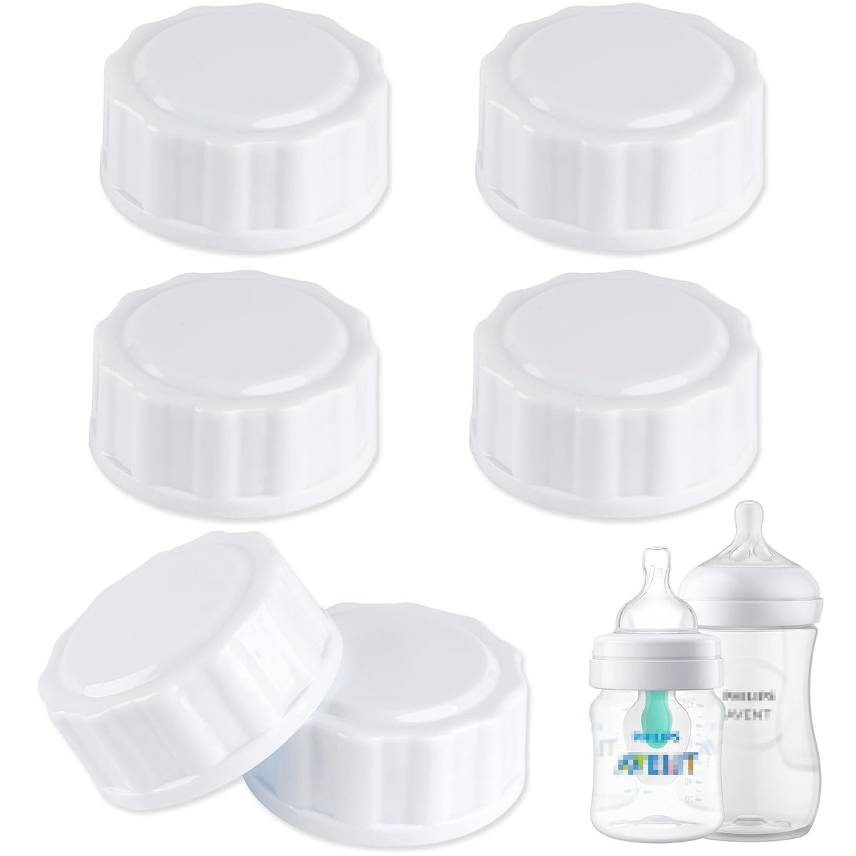 EESC2Y travel bottle caps 6pc pack closeup shows tight seal for leak-free travel.