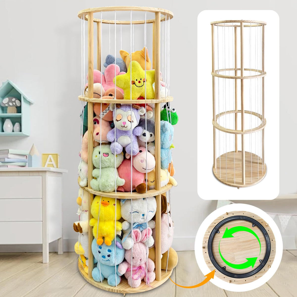 Eeutiwe rotatable stuffed animal storage stand with open design for easy visibility