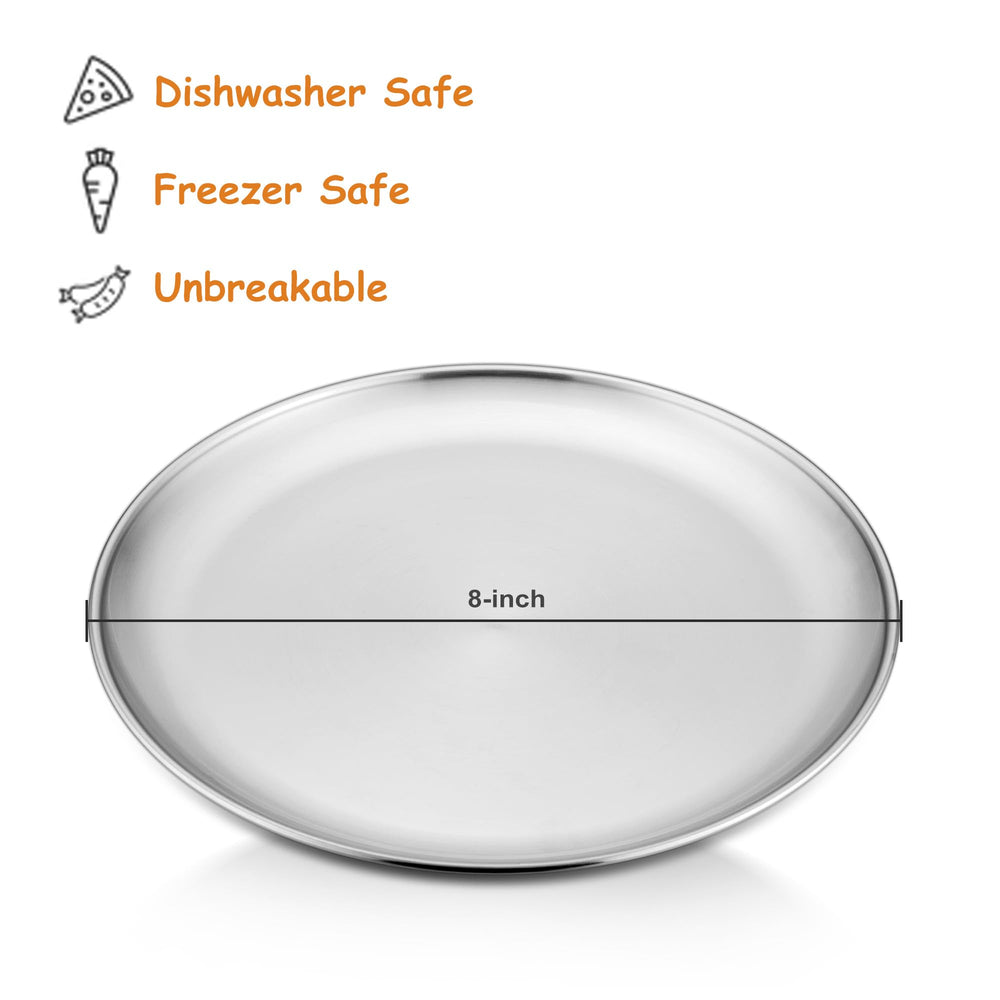 E-far 8-inch brushed plate with smooth edges for safe, comfortable meals