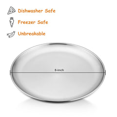 E-far 8-inch brushed plate with smooth edges for safe, comfortable meals