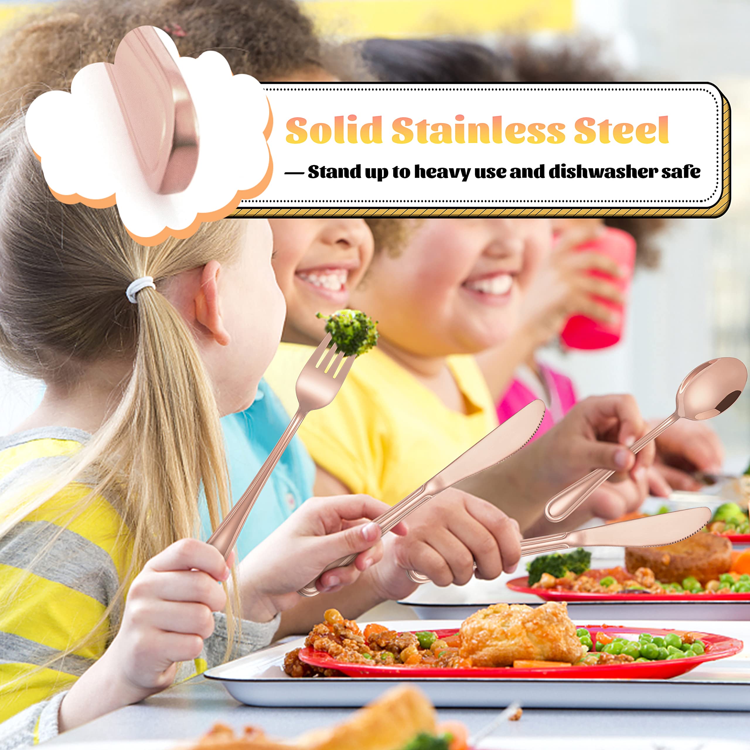 E-far copper kids silverware stain-resistant surface with easy-clean finish