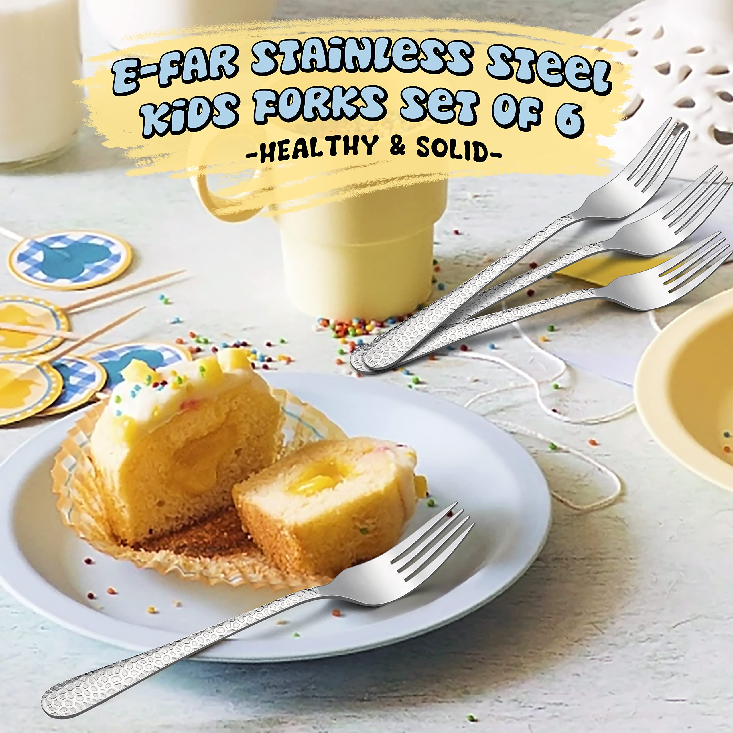E-far safe-materials stainless steel forks provide toxin-free daily dining.