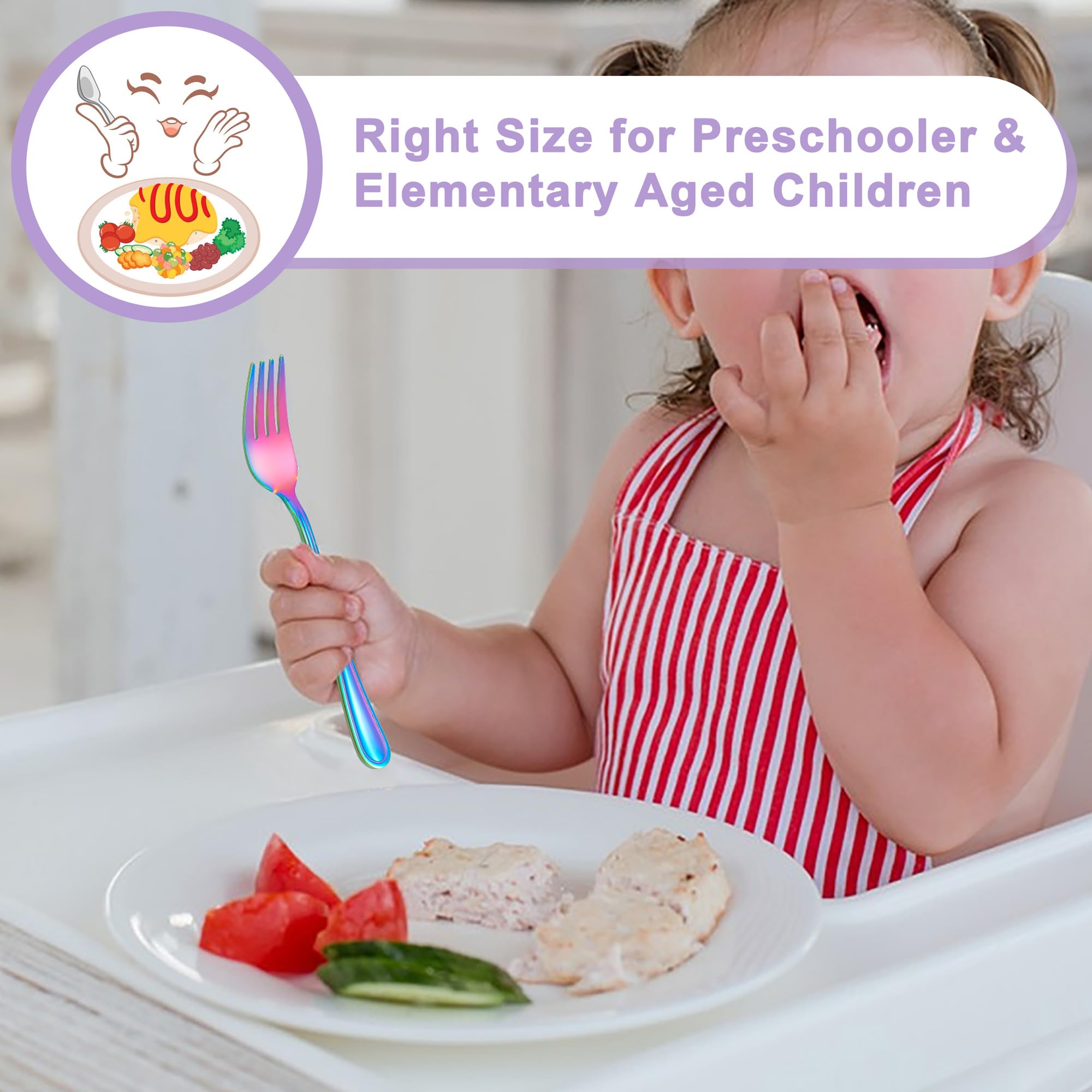 E-far rainbow toddler utensils suitable as gifts and for daily dessert or snack time.