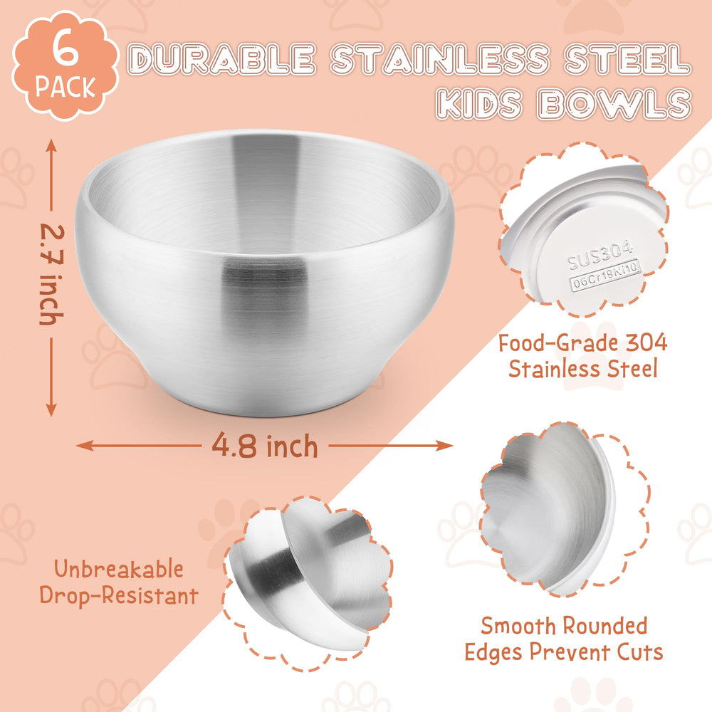 E-far kids bowls 12oz double-wall closeup highlighting insulation and cool exterior