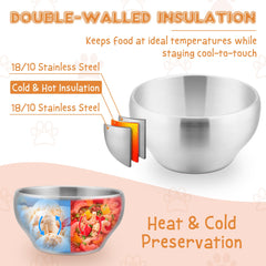 E-far kids bowls outer view demonstrating cool-to-touch design for safe feeding