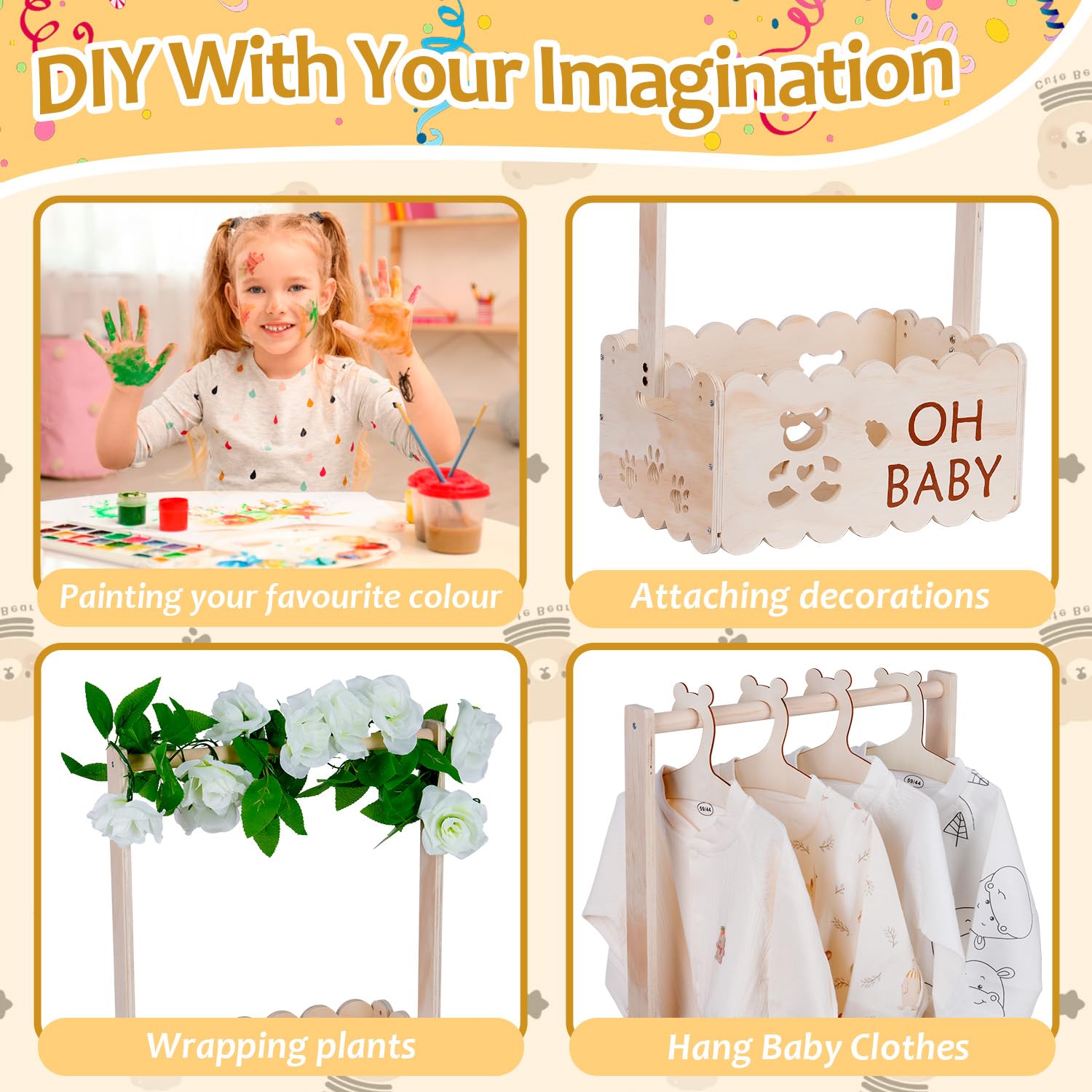 efluky wooden baby shower crate diy-decor for personalized touches
