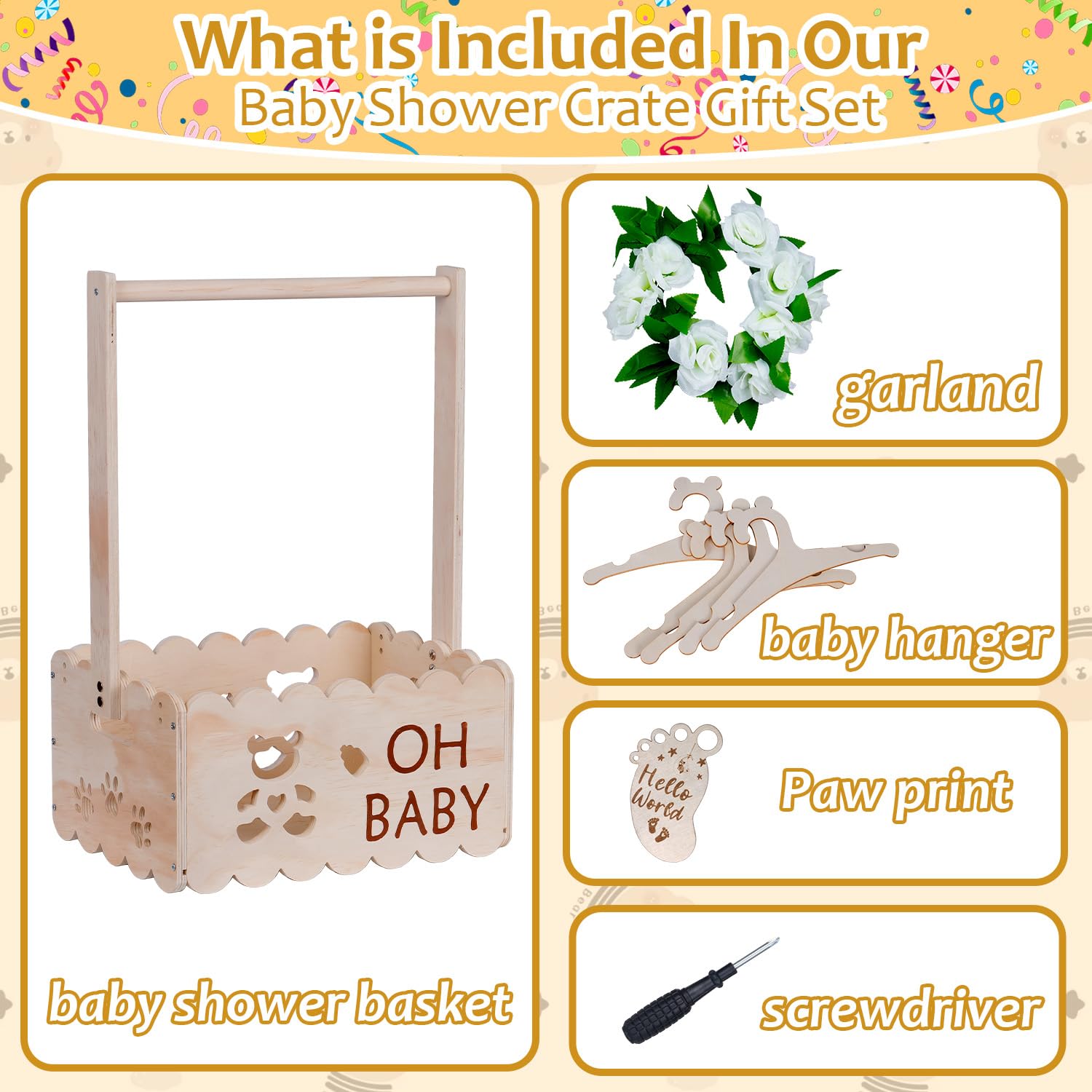 efluky wooden baby shower crate gift basket versatile centerpiece