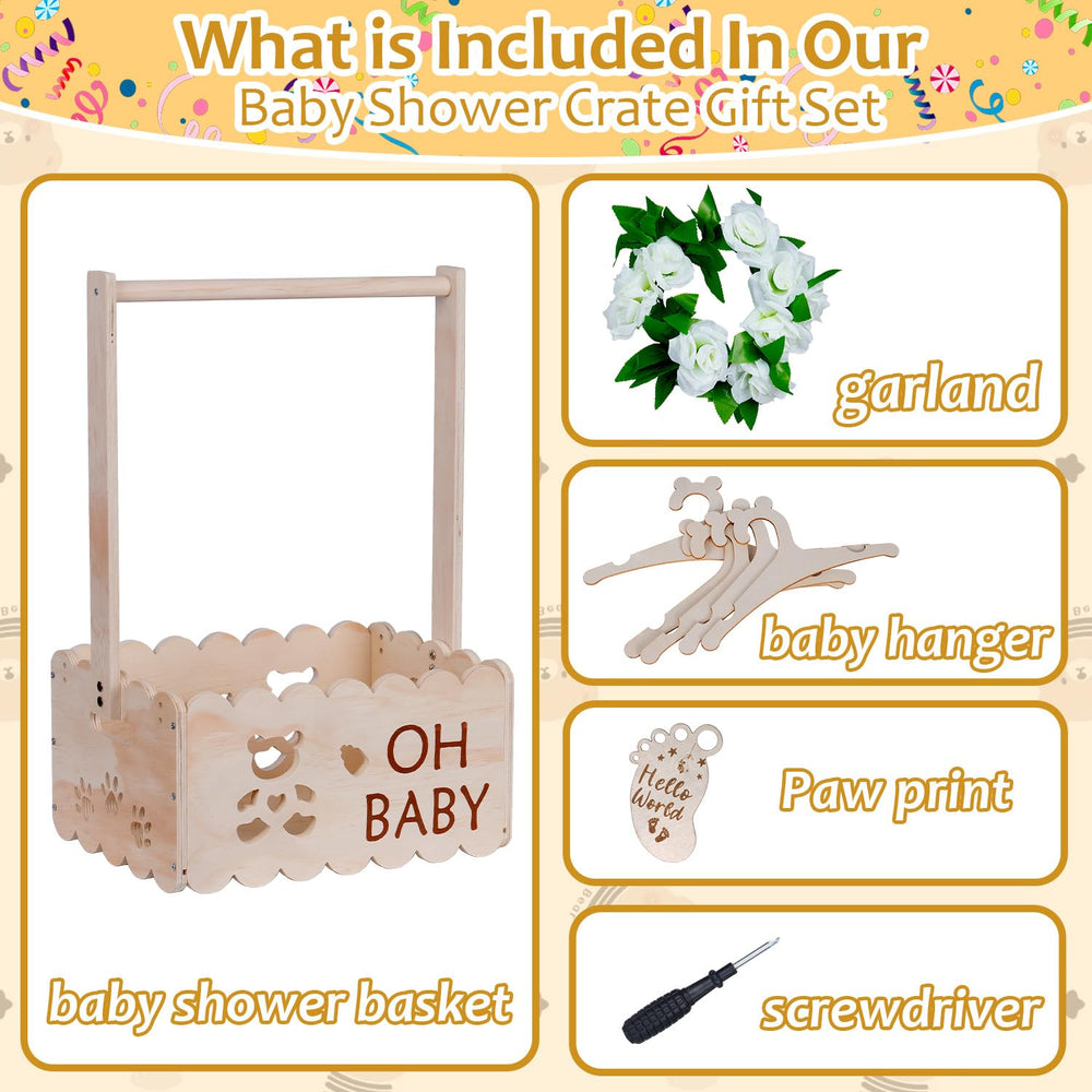 efluky wooden baby shower crate gift basket versatile centerpiece