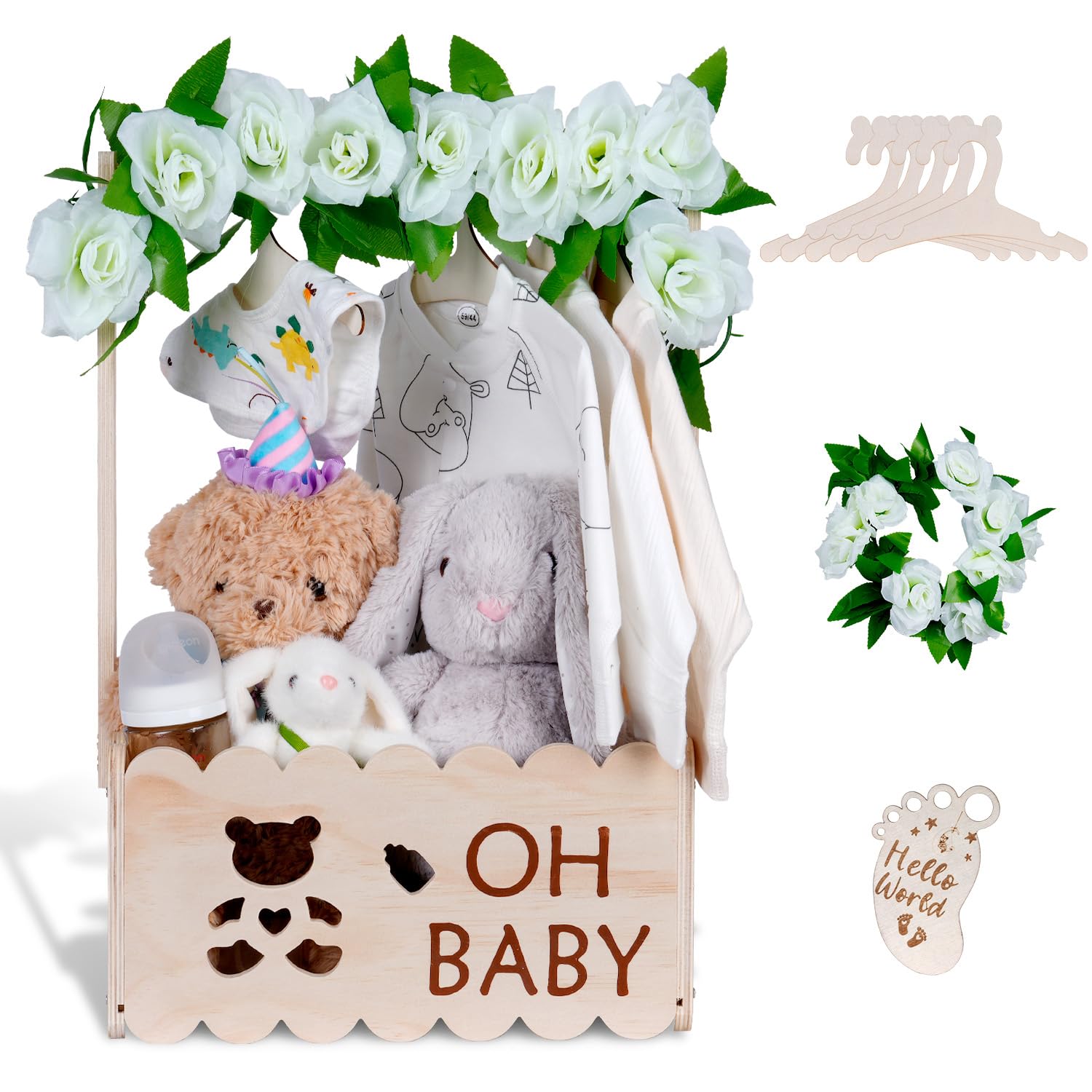 efluky wooden baby shower crate handle closeup shows sturdy construction