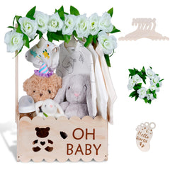 efluky wooden baby shower crate handle closeup shows sturdy construction