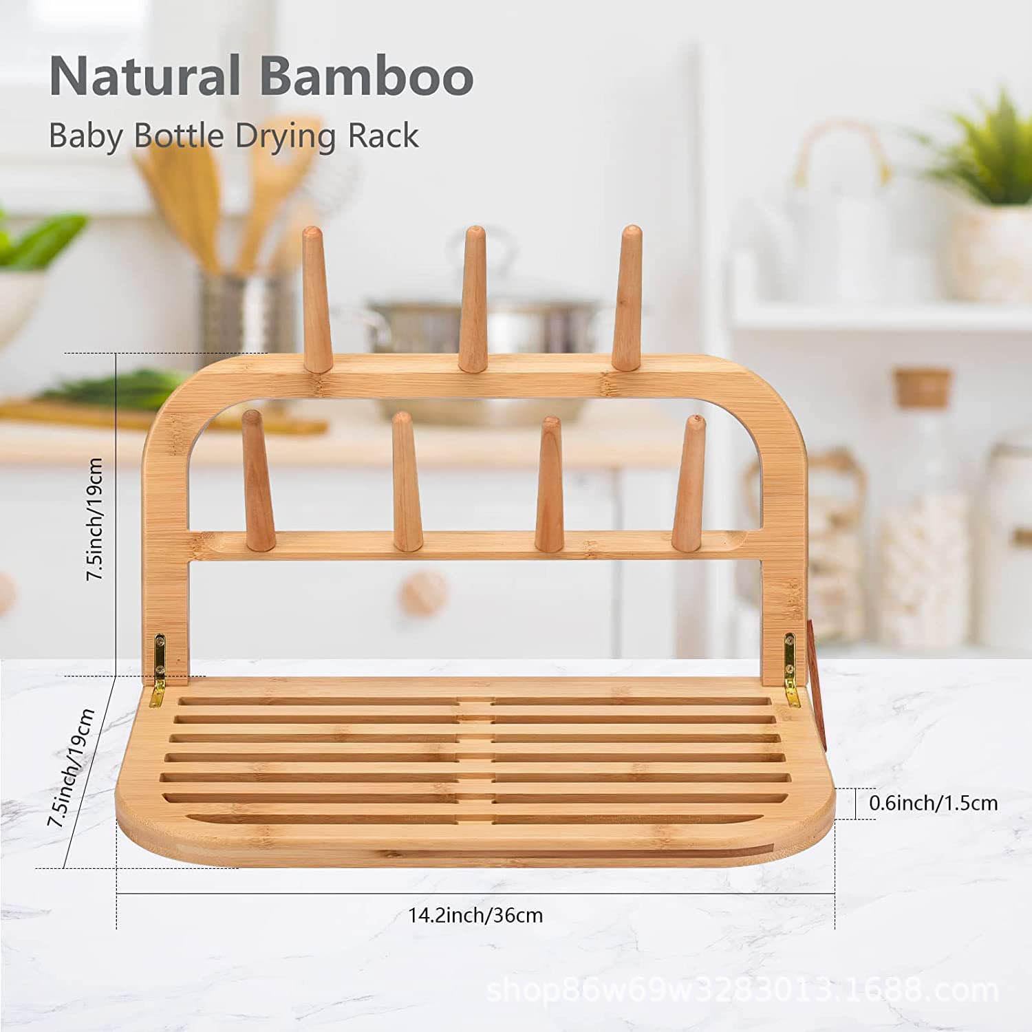Eforwest bamboo drying rack folded demonstrates compact storage for small-space kitchens.
