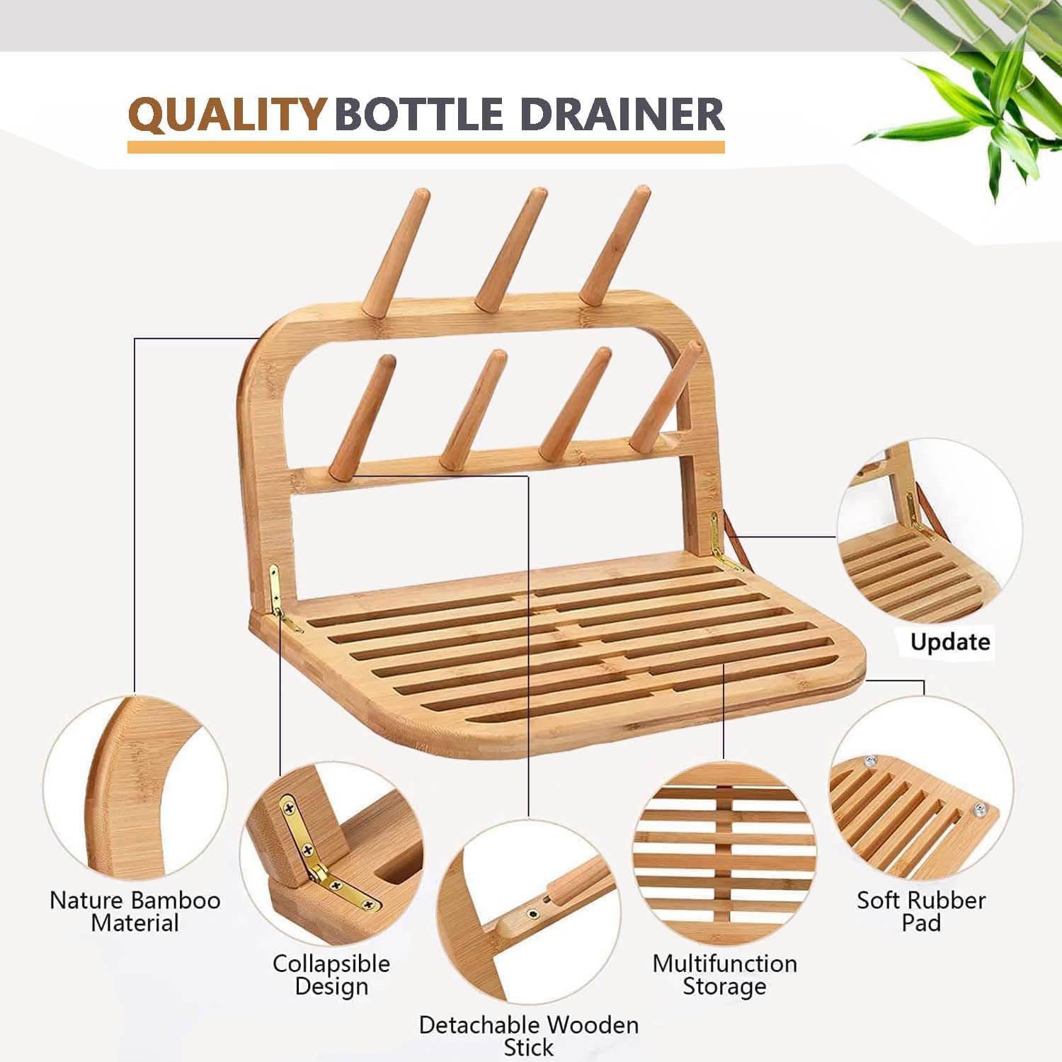 Eforwest bottle drying rack 7-poles demonstrates ample capacity to dry multiple bottles.
