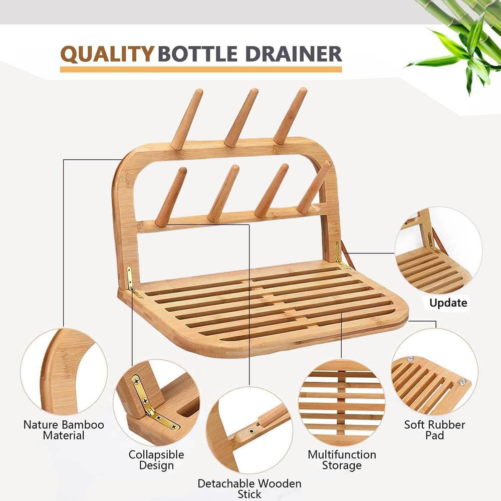 Eforwest bottle drying rack 7-poles demonstrates ample capacity to dry multiple bottles.