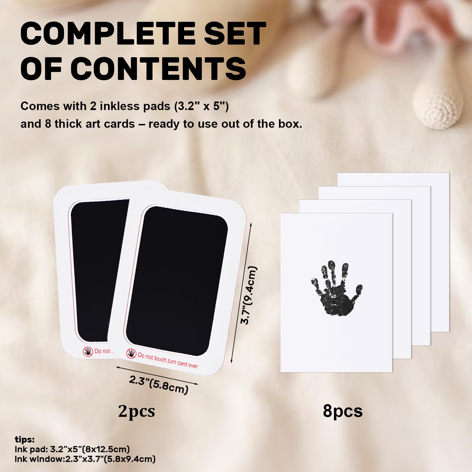 EGGLION baby footprint kit contents laid out for quick, clean keepsake