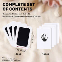 EGGLION inkless baby handprint art cards laid out for archival keepsakes