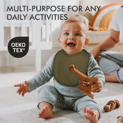 Egmao Baby bibs adjustable snaps demonstrate growth-friendly sizing